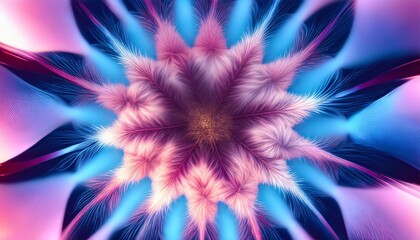 Wall Mural - fuzzy star in blue and pink an abstract fractal image with a fuzzy star design in blue and pink