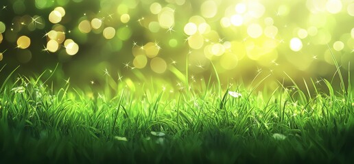 Poster - Sparkling green grass field