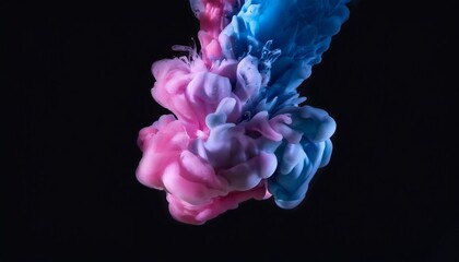 Wall Mural - cloud ink pink blue fluid splash texture creative abstract black background