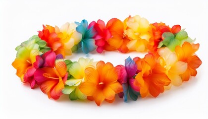 Canvas Print - hawaiian lei beads with vibrant colors isolated on a white background