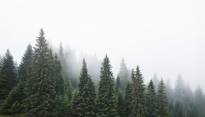 Wall Mural - minimalistic forest in fog on white background poster