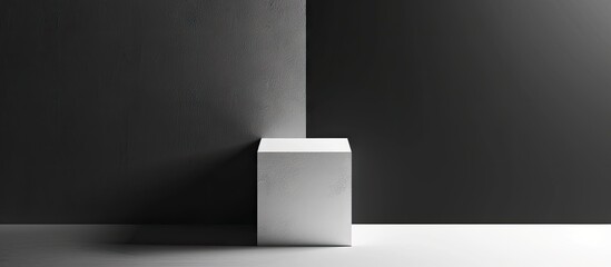 Poster - Sleek and modern white block against a black background creates a striking visual effect suitable for emphasizing minimalist designs with bold colors and typography in a copy space image