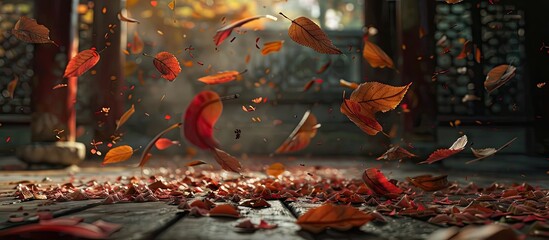 Aufkleber - Many leaves scattered on the ground with ample copy space image