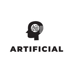 artificial intelligence logo design,Abstract human tech or people digital technology