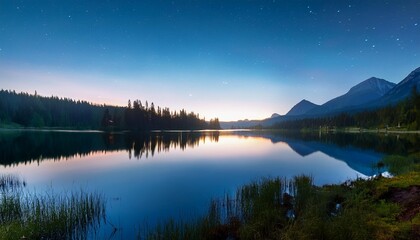 Wall Mural - calm lake scape at summer night