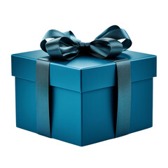 Wall Mural - blue gift box with ribbon isolated on transparent background cutout