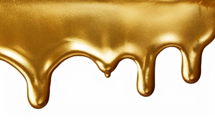 melted gold dripping isolated on transparent background cutout