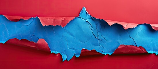 Aufkleber - Copy space image of torn blue paper against red backdrop