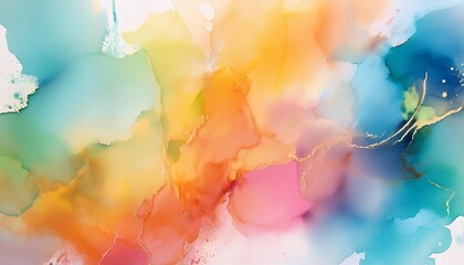 Wall Mural - abstract watercolor background with grunge texture in blue pink orange yellow beige and green colors colorful watercolor design