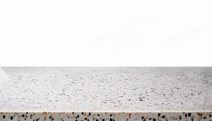 Wall Mural - empty white terrazzo with black grain table top in foreground isolated on background with clipping path counter bar foreground can be used for display or montage products