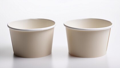 Wall Mural - two empty disposable paper bowl on white background