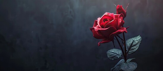 Aufkleber - Stunning unopened red rose in full bloom with copy space image