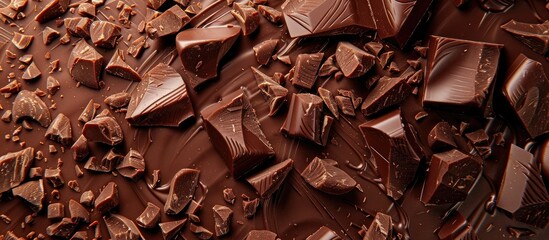 Leinwandbilder - Photo displaying milk chocolate chunks with blank space for text or graphics. Creative banner. Copyspace image
