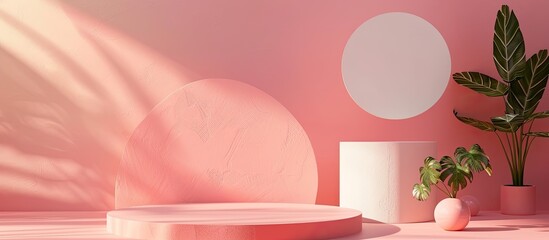 Leinwandbilder - Podium for showcasing products in photography against a colorful background with copy space image