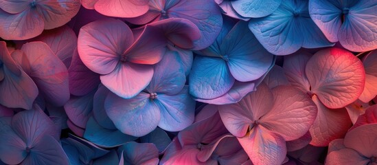 Colorful hydrangea petals providing a vibrant backdrop for a copy space image