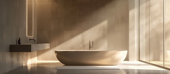 Poster - A serene sunset with a soft dreamy quality in the image showcasing warm lighting that evokes calm and tranquility perfect as a copy space image