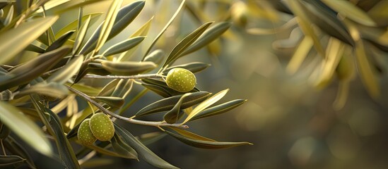 Aufkleber - Close up of a green olive tree branch with copy space image