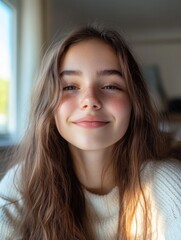 Canvas Print - Smiling Teen Girl with Casual Hairstyle