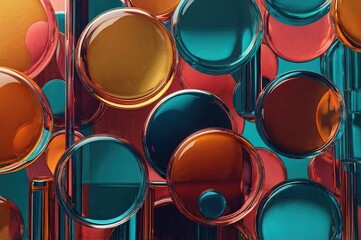 Wall Mural - Colored translucent circles and cylinders. 