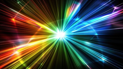 Wall Mural - Vibrant Light Explosion in Spectrum Colors with Dynamic Motion Effect
