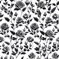 Canvas Print - Elegant Monochrome Rose Pattern for Timeless Design