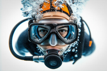 Wall Mural - Diver On White Background