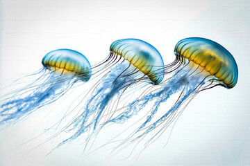 Wall Mural - Jellyfish On White Background