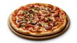 © kitidach - A pizza with a variety of meats, food element, 3D illustration, hearty and flavorful, isolated on white background