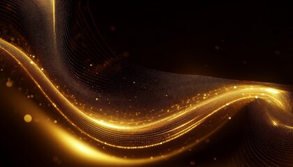 Wall Mural - abstract art gold color particle curve background