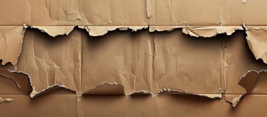 Poster - Brown cardboard with symmetrical torn corners leaving ample copy space image