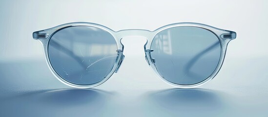 Sticker - A chic pair of see through gray sunglasses set against a white backdrop ideal for showcasing text with copy space image