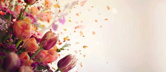 Fototapete - Background image with flowers and space for text ideal for birthday celebrations Copy space image
