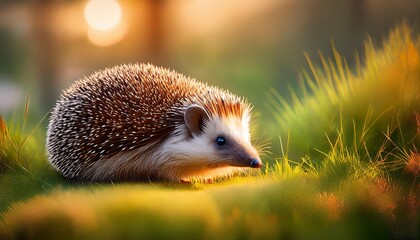 Wall Mural - hedgehog on the grass