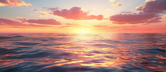 Poster - Sun setting over the Indian Ocean creating a stunning seascape with changing colors reflected in the water ideal for a copy space image