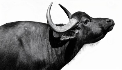 black and white portrait of a large ox