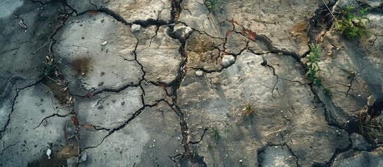 Aufkleber - The yard s cement floor shows signs of deterioration with visible cracks and damage providing ample copy space image
