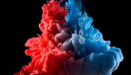 Wall Mural - red and blue abstract cloud ink mixed in water black background