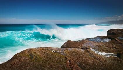 Wall Mural - ocean breaks on shore