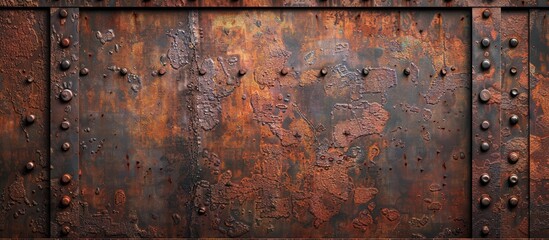 Aufkleber - Industrial background of weathered brown iron with a rusty cast appearance providing room for a copy space image