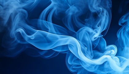 Wall Mural - beautiful vivid blue smoke fog or flow on dark blue background