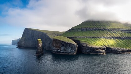 Wall Mural - layers of cliffs along the faroese shore