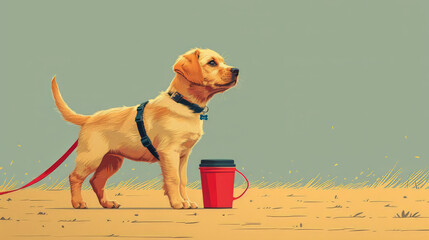 Simple illustration of a dog as a concept for animal lovers.