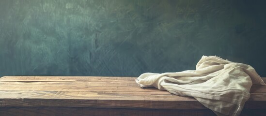 Aufkleber - Vintage filtered image featuring a kitchen cloth displayed on a wooden table with space for additional content
