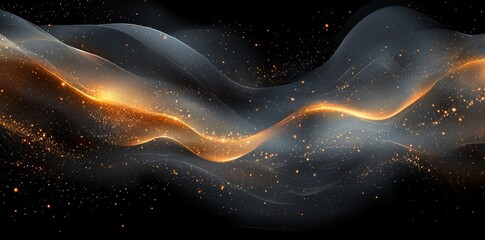 Leinwandbilder - Modern design with dynamic shapes composition and technology concept on circuit board, hi-tech digital background. Abstract black with gold lines, triangles background. Modern design.
