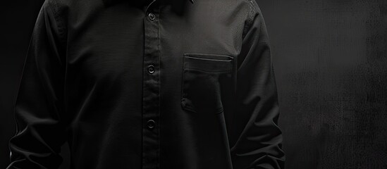 Poster - Detailed view of a dark shirt for men showcasing a copy space image