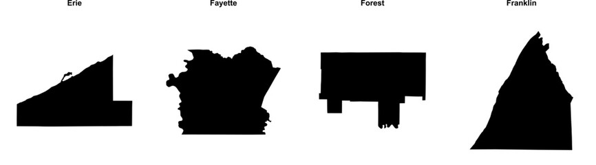 Wall Mural - Erie, Fayette, Forest, Franklin outline maps