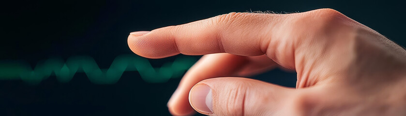 Closeup of fingers tapping on a performance metric screen, showcasing the precision of modern management tools