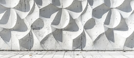 Poster - Background with a patterned texture on a white cement wall in a wide angle copy space image