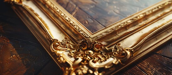Leinwandbilder - Vintage style blank design in a mockup of a gold picture frame with editable features providing a high quality JPG copy space image