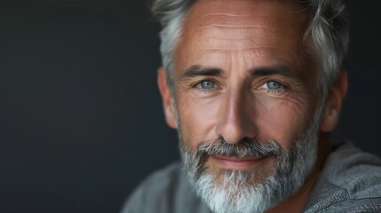 Poster - A man with a beard and gray hair is smiling